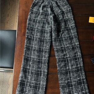 Women's Black and White Plaid Pants